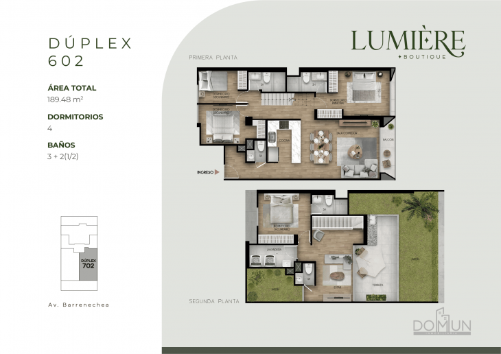 Plano del modelo Dúplex 602 del proyecto Lumière en San Borja