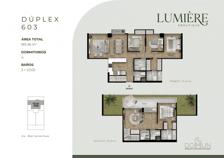 Plano del modelo Dúplex 603 del proyecto Lumière en San Borja
