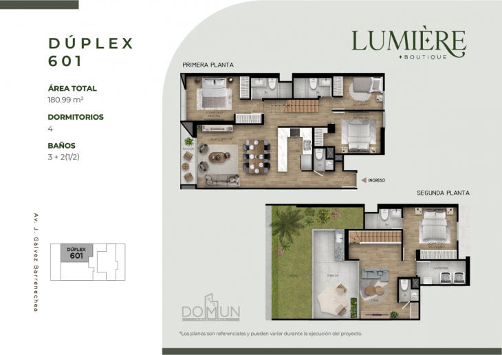 Plano del modelo Dúplex 601 del proyecto Lumière en San Borja