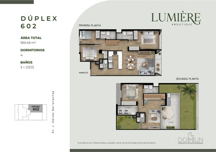 Plano del modelo Dúplex 602 del proyecto Lumière en San Borja