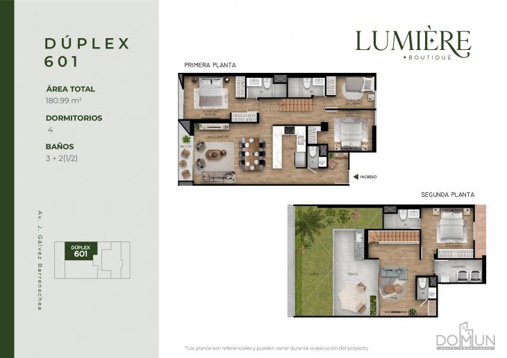 Plano del modelo Dúplex 601 del proyecto Lumière en San Borja