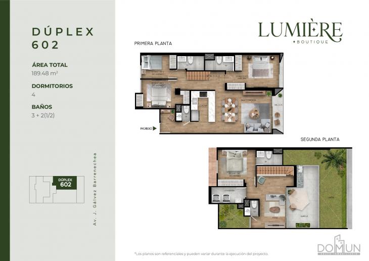 Plano del modelo Dúplex 602 del proyecto Lumière en San Borja
