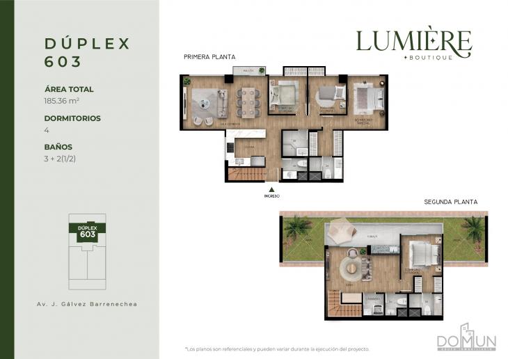 Plano del modelo Dúplex 603 del proyecto Lumière en San Borja