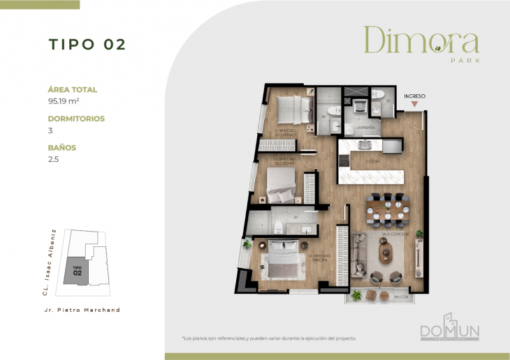 Plano del modelo Tipo 02 del proyecto Dimora Park en San Borja