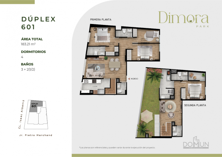 Plano del modelo Dúplex 601 del proyecto Dimora Park en San Borja