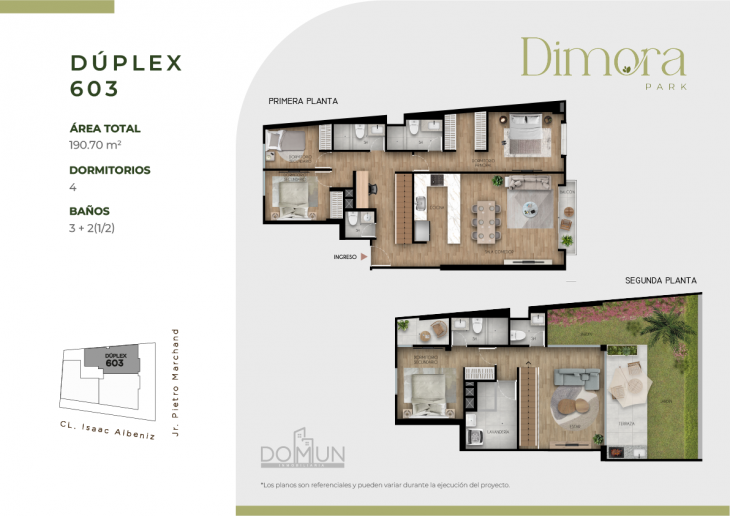 Plano del modelo Dúplex 603 del proyecto Dimora Park en San Borja