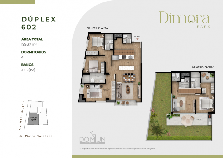 Plano del modelo Dúplex 602 del proyecto Dimora Park en San Borja