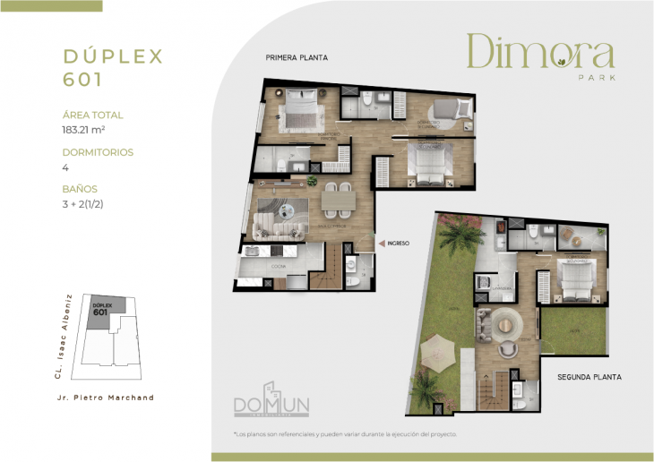 Plano del modelo Dúplex 601 del proyecto Dimora Park en San Borja