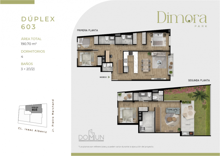 Plano del modelo Dúplex 603 del proyecto Dimora Park en San Borja