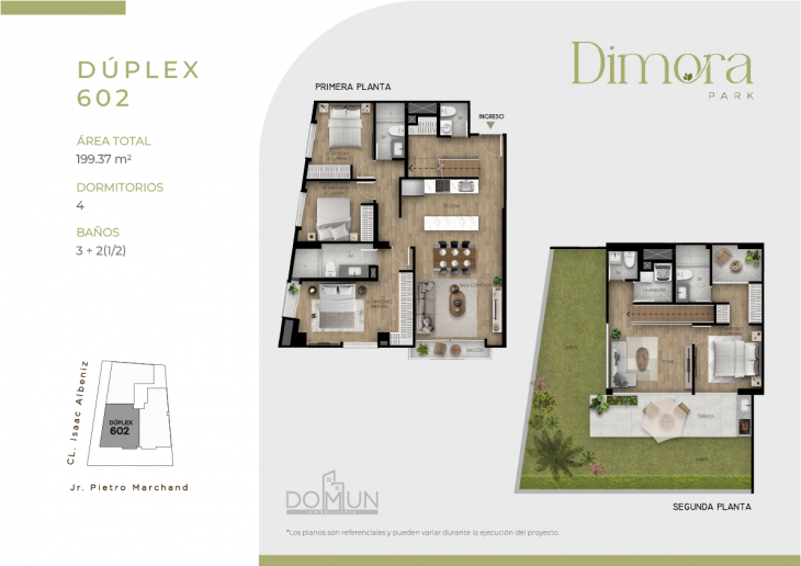 Plano del modelo Dúplex 602 del proyecto Dimora Park en San Borja