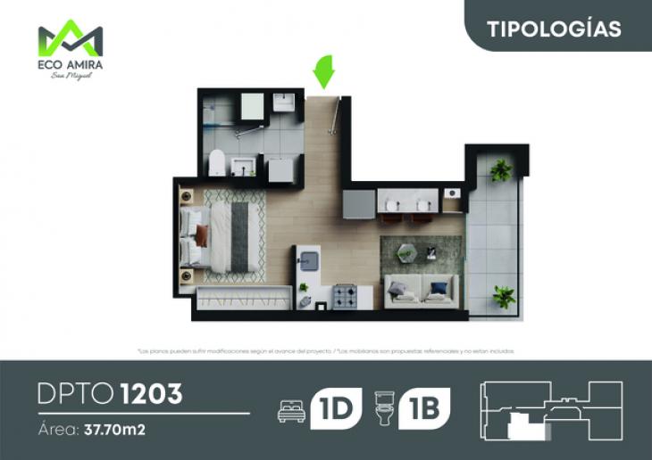 Plano del modelo 1203 del proyecto ECO AMIRA en San Miguel