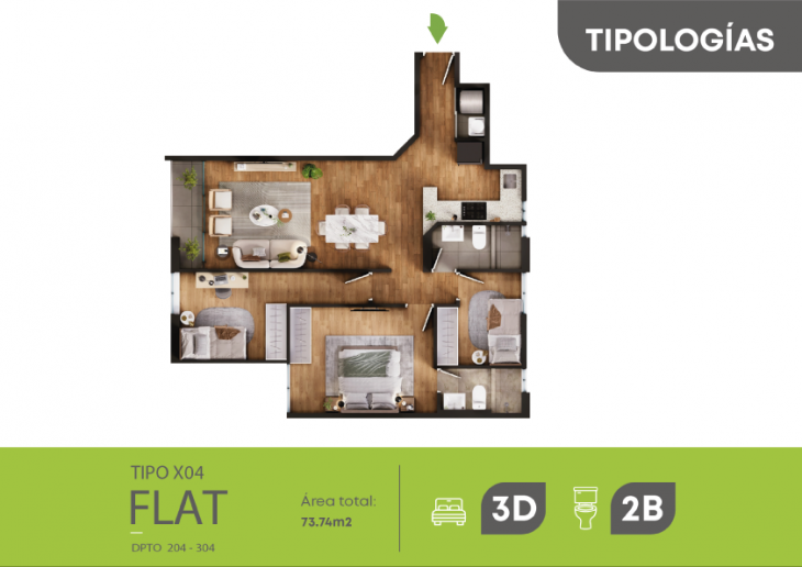 Plano del modelo X04 del proyecto ECOVENTO en San Miguel