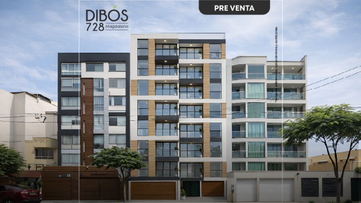 Fachada principal del proyecto Dibós 728 en Magdalena Del Mar