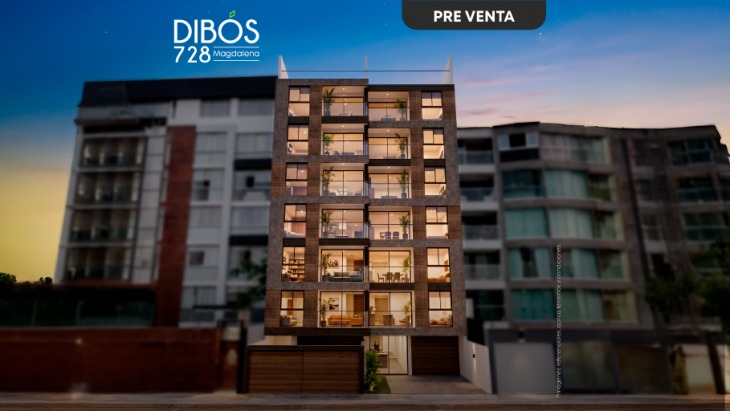 Fachada principal del proyecto Dibós 728 en Magdalena Del Mar