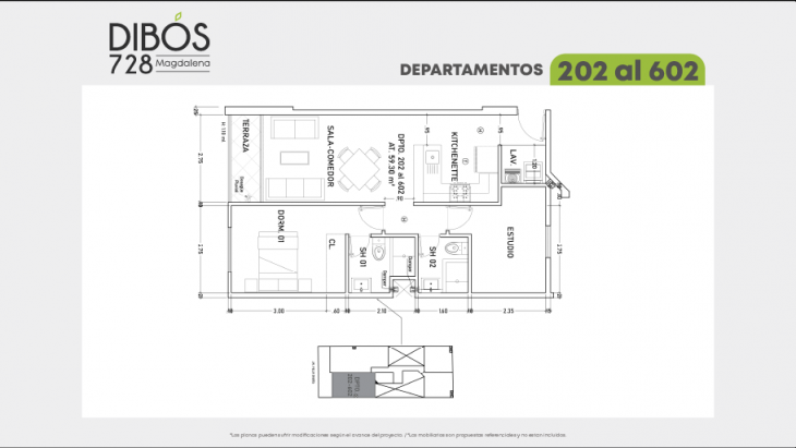 Plano del modelo X02 del proyecto Dibós 728 en Magdalena Del Mar