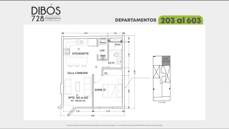 Plano del modelo x03 del proyecto Dibós 728 en Magdalena Del Mar