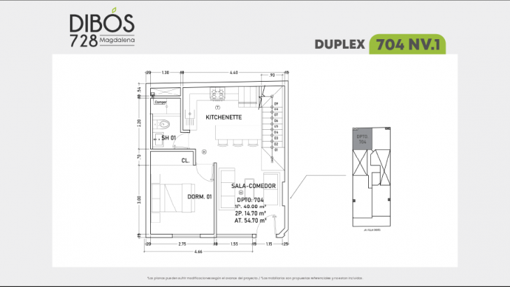 Plano del modelo 704 del proyecto Dibós 728 en Magdalena Del Mar