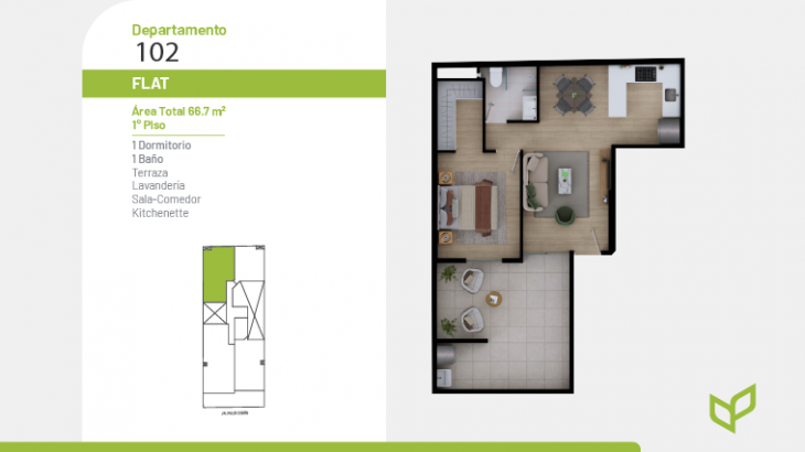 Plano del modelo 102 del proyecto Dibós 728 en Magdalena Del Mar