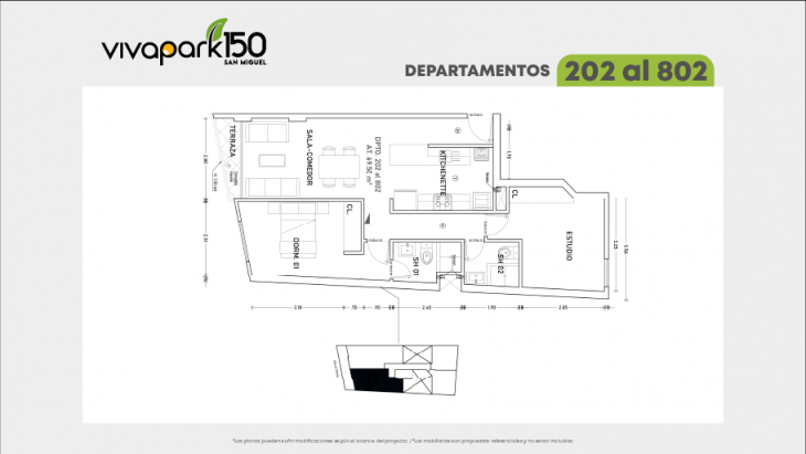Plano del modelo X02 del proyecto Vivapark 150 en San Miguel