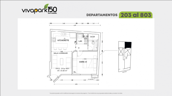 Plano del modelo X03 del proyecto Vivapark 150 en San Miguel