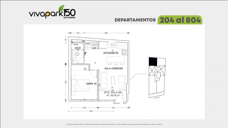 Plano del modelo X04 del proyecto Vivapark 150 en San Miguel