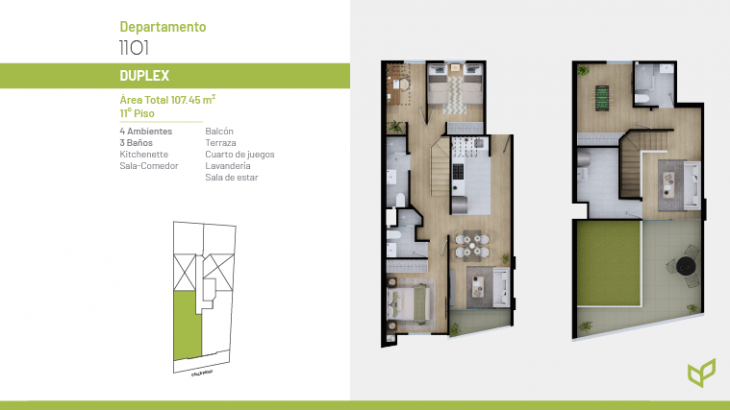 Plano del modelo 1101 del proyecto Vivapark 150 en San Miguel