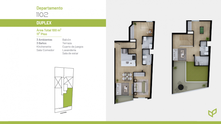 Plano del modelo 1102 del proyecto Vivapark 150 en San Miguel
