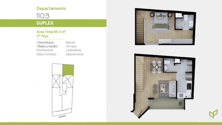 Plano del modelo 1103 del proyecto Vivapark 150 en San Miguel