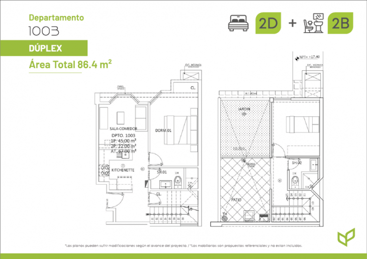 Plano del modelo 1003 del proyecto Dalí Park en Lince