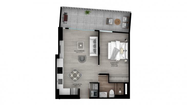 Plano del modelo B10 del proyecto Urban Heights en Miraflores