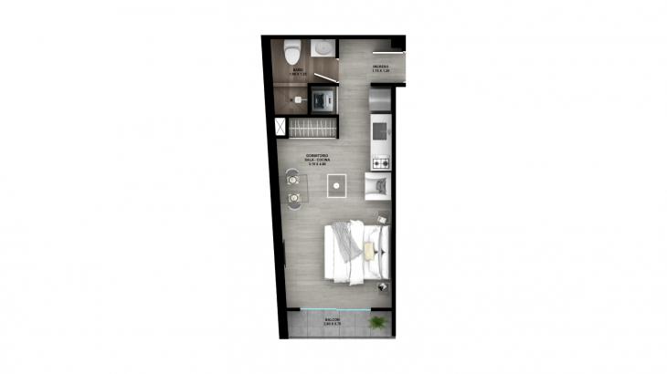Plano del modelo 1B del proyecto Element en Surquillo