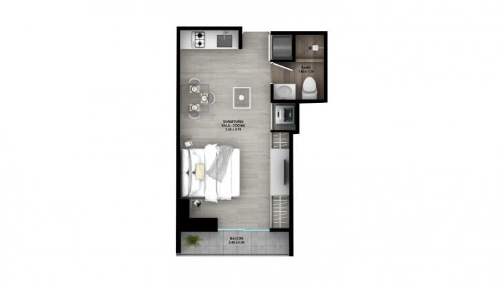 Plano del modelo 2A del proyecto Element en Surquillo