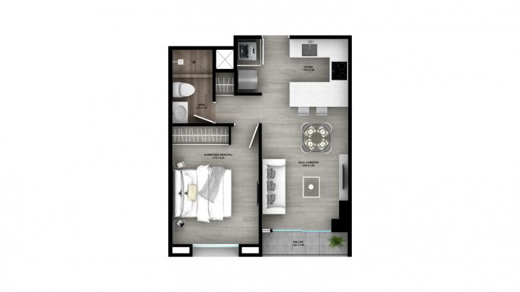 Plano del modelo 4A del proyecto Element en Surquillo