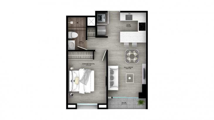 Plano del modelo 6A del proyecto Element en Surquillo