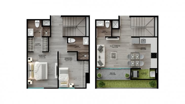 Plano del modelo 18A del proyecto Element en Surquillo