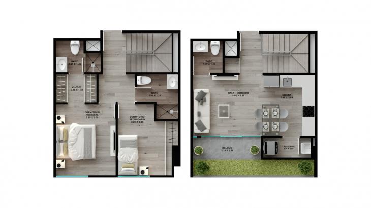 Plano del modelo 19A del proyecto Element en Surquillo