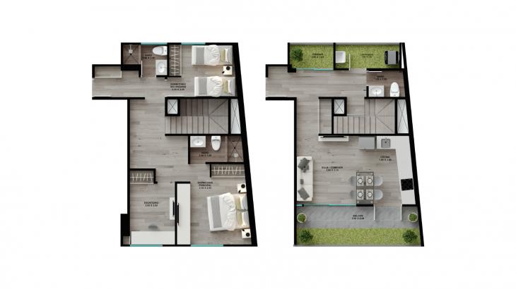 Plano del modelo 21A del proyecto Element en Surquillo