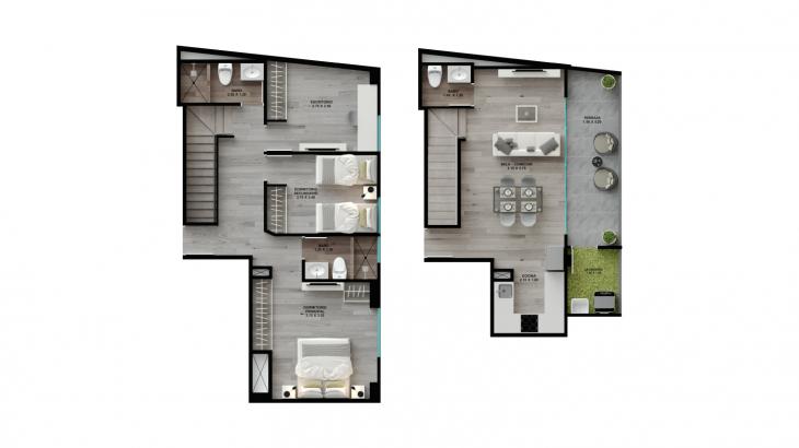 Plano del modelo 22A del proyecto Element en Surquillo