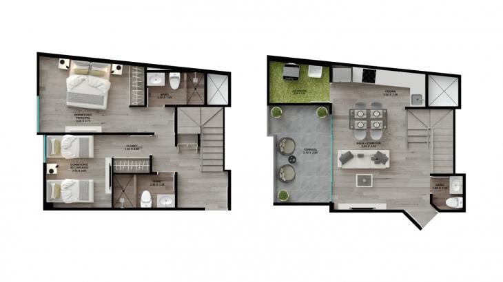 Plano del modelo 23A del proyecto Element en Surquillo