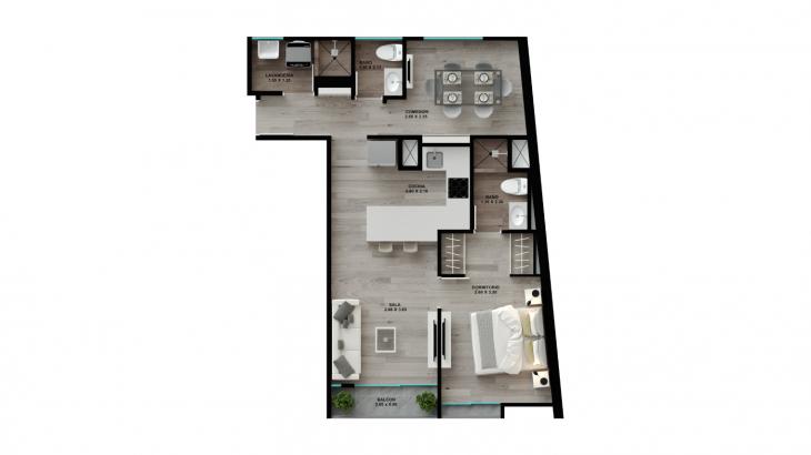 Plano del modelo 17A del proyecto Element en Surquillo