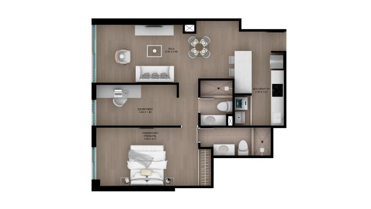 Plano del modelo Tipo 16A del proyecto ACACIAS en Miraflores