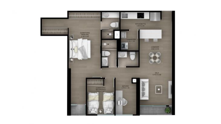 Plano del modelo Tipo 12A del proyecto ACACIAS en Miraflores