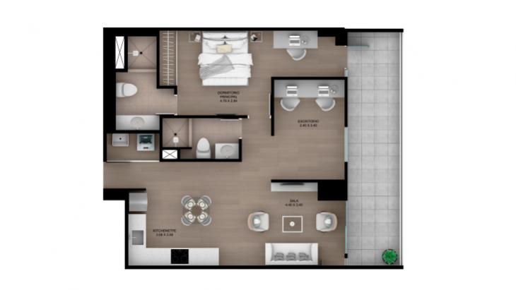 Plano del modelo Tipo 2A del proyecto ACACIAS en Miraflores