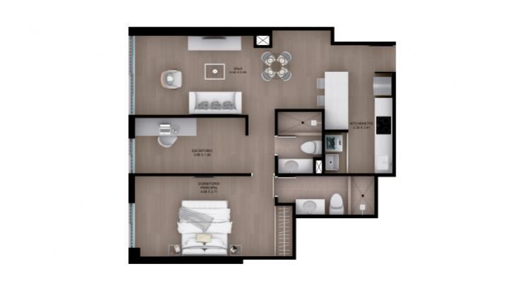 Plano del modelo Tipo 16A del proyecto ACACIAS en Miraflores
