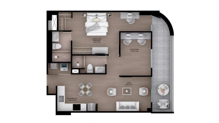 Plano del modelo Tipo 3A del proyecto ACACIAS en Miraflores