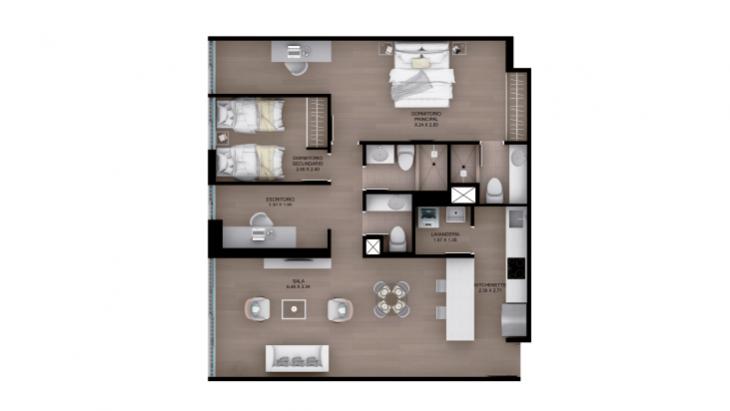 Plano del modelo Tipo 7A del proyecto ACACIAS en Miraflores