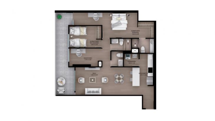 Plano del modelo Tipo 13A del proyecto ACACIAS en Miraflores