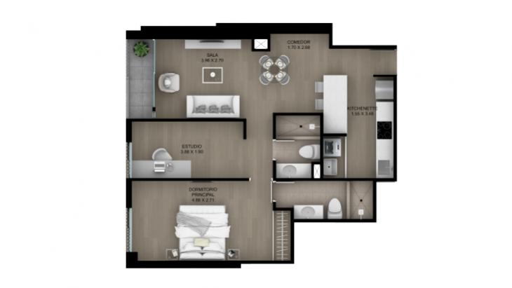 Plano del modelo Tipo 16 del proyecto ACACIAS en Miraflores