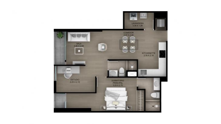 Plano del modelo Tipo 17 del proyecto ACACIAS en Miraflores