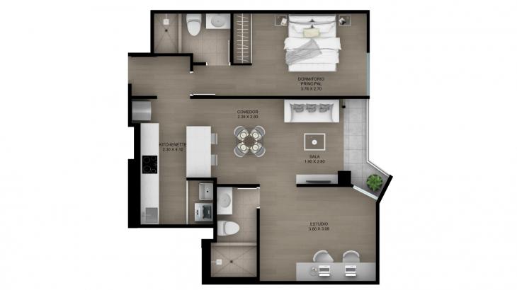 Plano del modelo Tipo 1 del proyecto ACACIAS en Miraflores